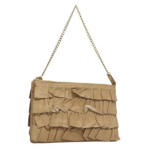 Borsa a mano CHANEL con catena e volant in pelle di agnello beige oro CC Auth yk18806 - Jerrillo