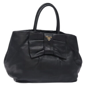 Borsa a mano PRADA Ribbon in pelle nera e oro Auth yk18879 - Jerrillo