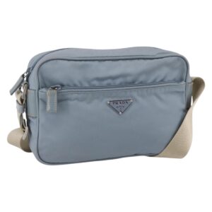Borsa a tracolla PRADA in nylon azzurro argento Auth 121317 - Jerrillo
