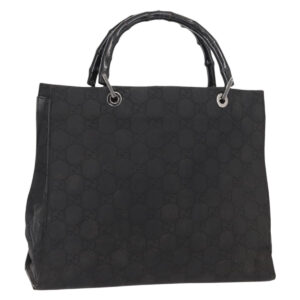 Borsa a mano GUCCI GG Canvas Bamboo Nylon Nero Argento 0021010 Auth 121344 - Jerrillo