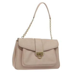 Salvatore Ferragamo Borsa a tracolla Gancini con catena in pelle beige e oro Auth 130371 - Jerrillo