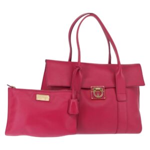 Salvatore Ferragamo Gancini Borsa a mano in pelle oro rosa Auth 142269 - Jerrillo