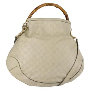 GUCCI Bamboo GG Canvas Guccissima Borsa a mano Pelle 2 vie Beige Oro Auth 144806 - Jerrillo
