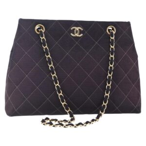 Borsa a tracolla CHANEL Matelasse Chain Nylon Nero Oro CC Auth 145886 - Jerrillo