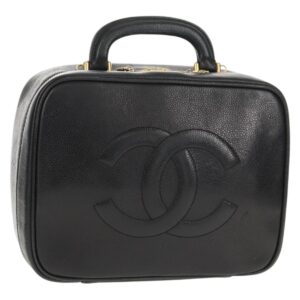 Borsa a mano CHANEL COCO Mark Vanity in pelle di caviale nera e oro CC Auth 146602A - Jerrillo