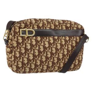 Borsa a tracolla in tela Trotter di Christian Dior, marrone e oro, autentica 146954 - Jerrillo