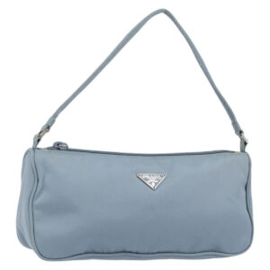 PRADA Borsa portaoggetti in nylon azzurro argento Auth 147400 - Jerrillo