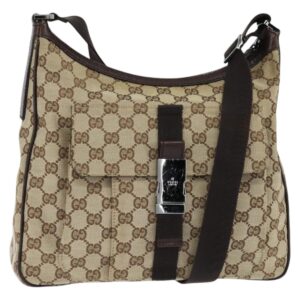 Borsa a tracolla in tela GG GUCCI Beige Argento 131211 Auth 147872 - Jerrillo