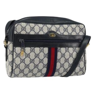 Borsa a tracolla GUCCI GG Supreme Sherry Line in PVC blu navy e oro Auth 148163 - Jerrillo