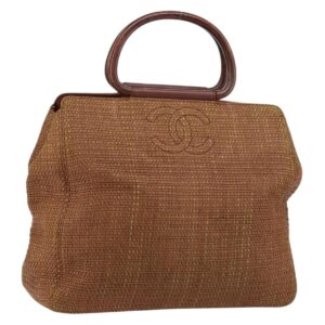 Borsa a mano CHANEL Rafia Marrone Oro CC Auth 148382 - Jerrillo