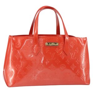 LOUIS VUITTON Vernis Bluebird Wilshire PM Bag Orenge Sunset M93644 Auth 149996 - Jerrillo