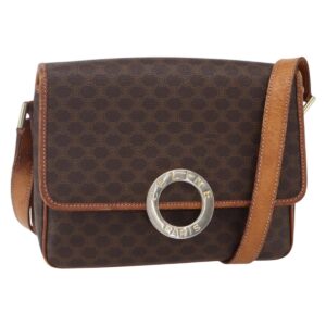 Borsa a tracolla in tela Macadam CELINE in pelle PVC marrone oro Auth 150117 - Jerrillo