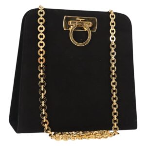 Salvatore Ferragamo Borsa a tracolla Gancini con catena in pelle scamosciata nera e oro Auth 150385 - Jerrillo