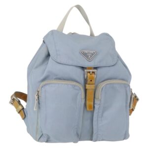Zaino PRADA Nylon Azzurro Argento Auth 152581 - Jerrillo