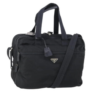 Borsa Boston PRADA in nylon 2 vie nera argento Auth am9248 - Jerrillo