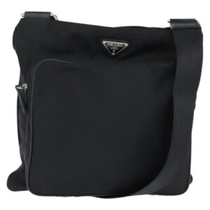 Borsa a tracolla PRADA in nylon nero argento Auth am9553 - Jerrillo