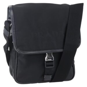 Borsa a tracolla PRADA in nylon nero argento Auth am9570V - Jerrillo