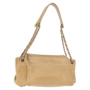 Borsa a tracolla CHANEL in pelle di agnello beige CC Auth BA6860 - Jerrillo