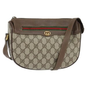 Borsa GUCCI GG Supreme Web Sherry Line PVC Beige Oro 001 58 0918 Auth BA7459 - Jerrillo
