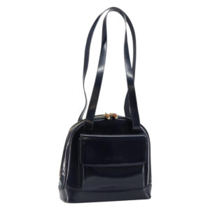 Borsa a tracolla GUCCI Bamboo in pelle verniciata blu navy e oro 001 2113 1650 Auth bs29711 - Jerrillo