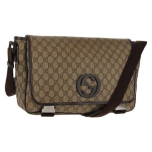 Borsa a tracolla GUCCI GG Supreme in pelle PVC beige marrone autentica ep11034 - Jerrillo