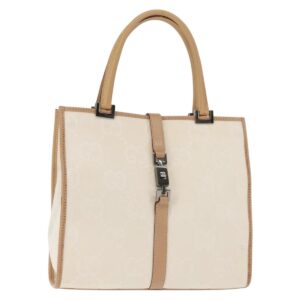 Borsa a mano GUCCI GG Canvas Jackie in tela e pelle bianca beige Auth ep11053 - Jerrillo