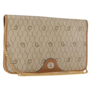 Borsa a tracolla con catena in tela a nido d'ape Christian Dior in PVC beige oro Auth ep11552 - Jerrillo