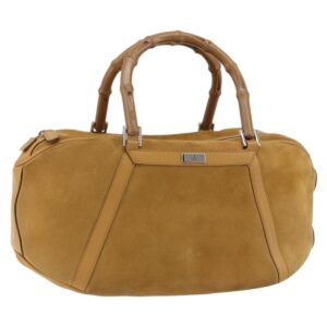Borsa a mano GUCCI Bamboo in pelle scamosciata marrone argento Auth ep11709 - Jerrillo