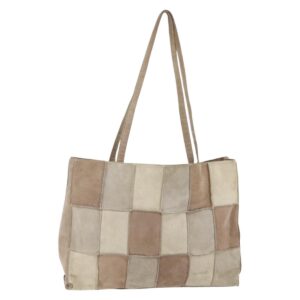 Borsa tote patchwork CHANEL in pelle scamosciata beige CC Auth ki6084 - Jerrillo