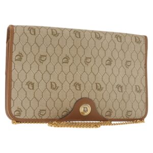 Borsa a tracolla con catena in tela a nido d'ape Christian Dior in pelle PVC beige Auth sw1596 - Jerrillo
