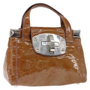 Borsa a mano Miu Miu in smalto marrone argento Auth 149117 - Jerrillo