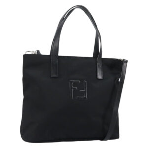 FENDI Borsa a mano in nylon 2 vie nero argento Auth ep11442 - Jerrillo