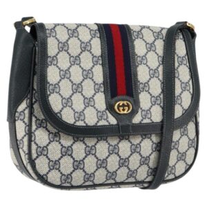 Borsa a tracolla GUCCI GG Supreme Sherry Line blu navy e oro 001 115 0914 Auth 151271 - Jerrillo