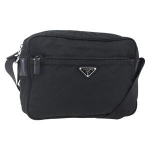 Borsa a tracolla PRADA in nylon nero argento Auth SW1837 - Jerrillo