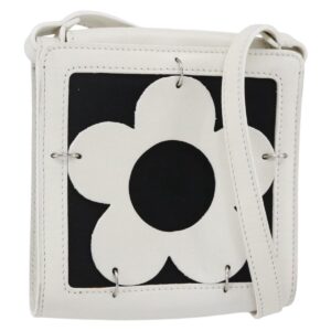 CELINE Borsa a tracolla con fiore in pelle bianca e argento Auth 154908 - Jerrillo