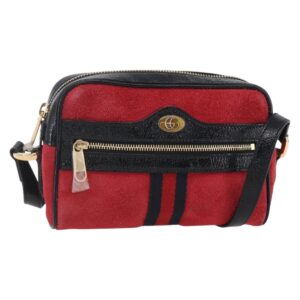 GUCCI Sherry Line Borsa a tracolla in pelle scamosciata nera rossa 517350 Auth 155060 - Jerrillo