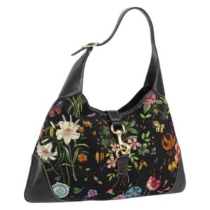 Borsa a tracolla GUCCI Flora in tela nera e oro 153029 Auth 156047 - Jerrillo
