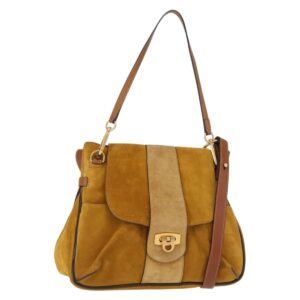 Borsa a mano Chloe Lexa in pelle scamosciata 2 vie oro giallo Auth BA6831 - Jerrillo