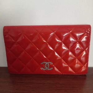 Portafoglio Lungo Smaltato Arancione – Chanel Originale