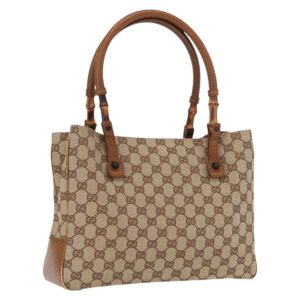 GUCCI Bamboo GG Canvas Hand Bag Beige 112526 Auth 168645 - Jerrillo