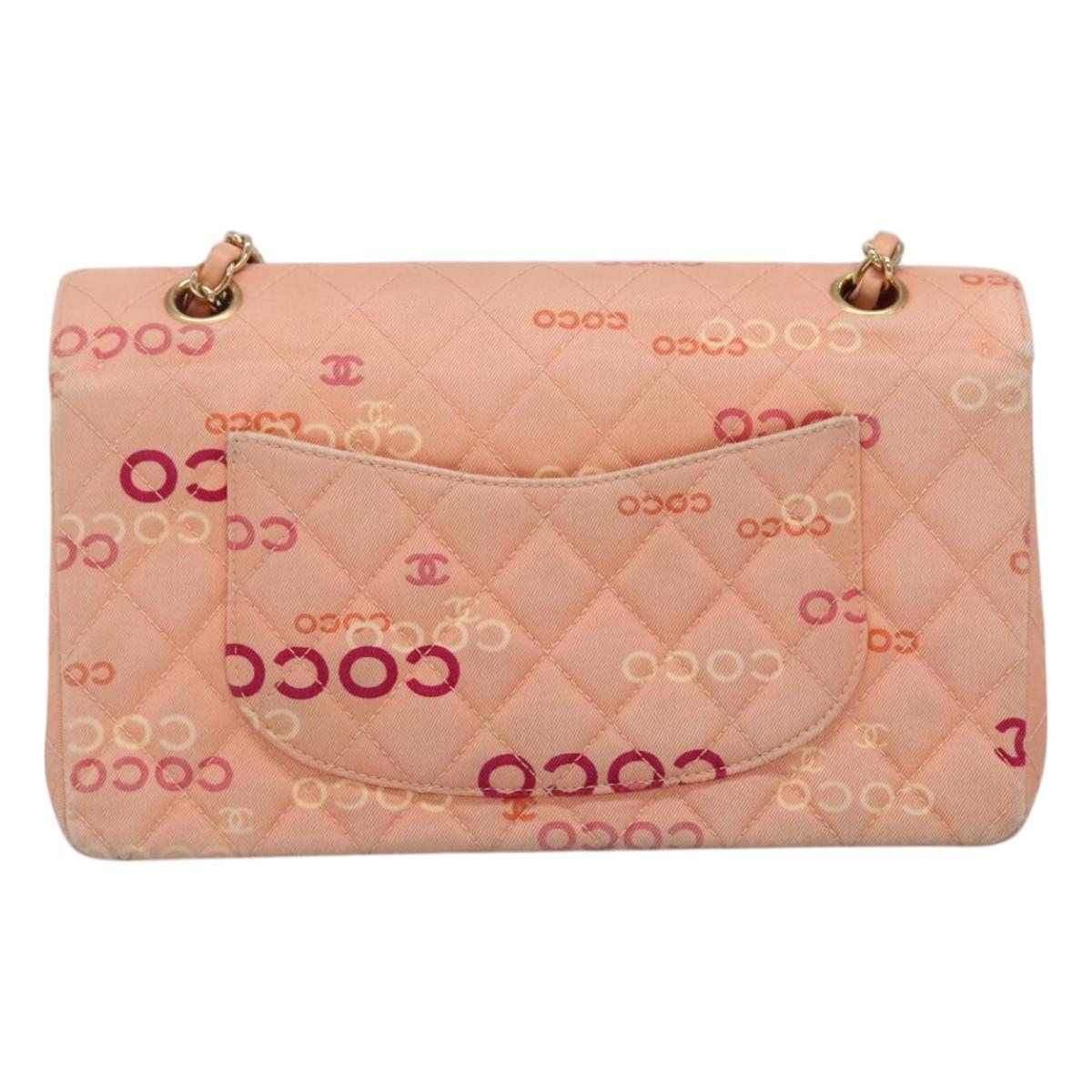 CHANEL Matelasse 25 COCO Icon Chain Shoulder Bag Canvas Pink CC Auth 115714 - Jerrillo image 2