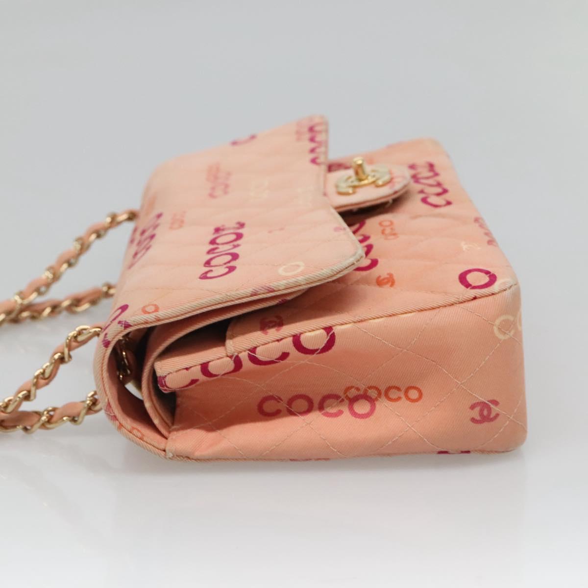CHANEL Matelasse 25 COCO Icon Chain Shoulder Bag Canvas Pink CC Auth 115714 - Jerrillo image 4