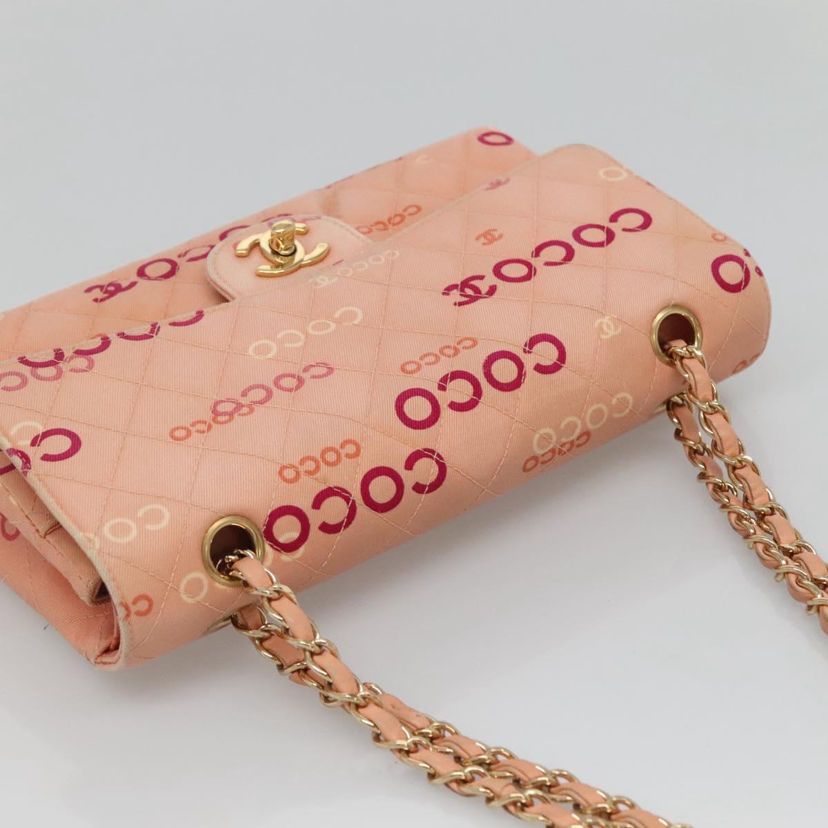 CHANEL Matelasse 25 COCO Icon Chain Shoulder Bag Canvas Pink CC Auth 115714 - Jerrillo image 6