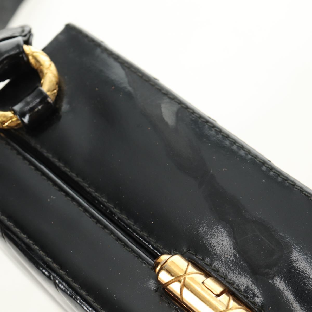 CHANEL V Stitch COCO Mark Shoulder Bag Patent leather Black Gold CC Auth 126704 - Jerrillo image 10