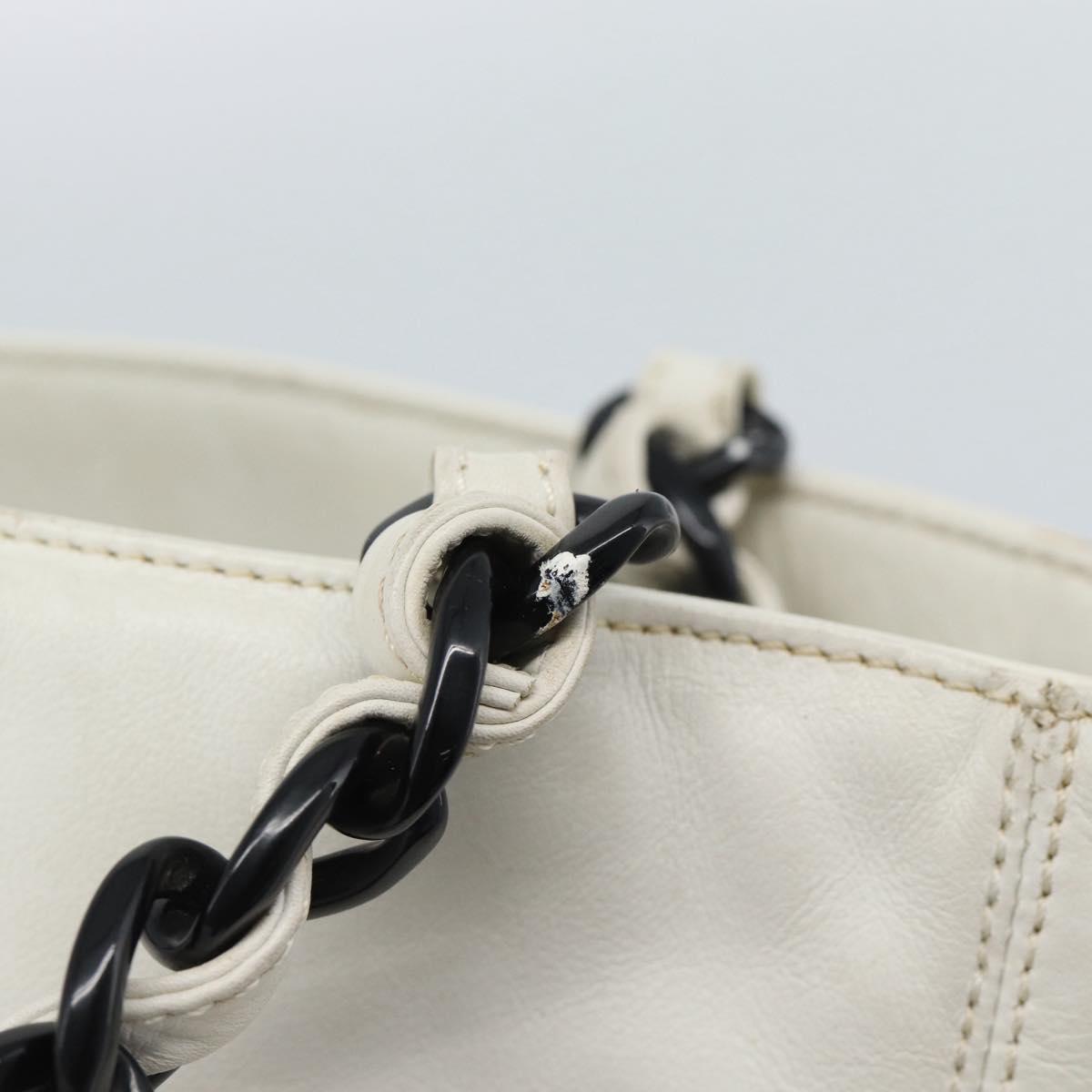 CHANEL Chain Tote Bag Lamb Skin White CC Auth 128237 - Jerrillo image 10