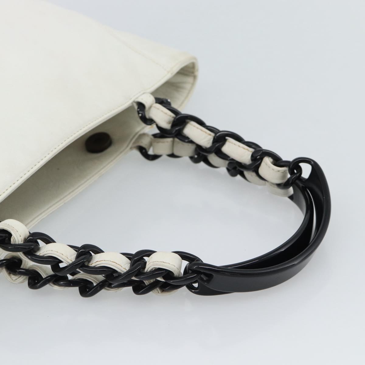 CHANEL Chain Tote Bag Lamb Skin White CC Auth 128237 - Jerrillo image 7