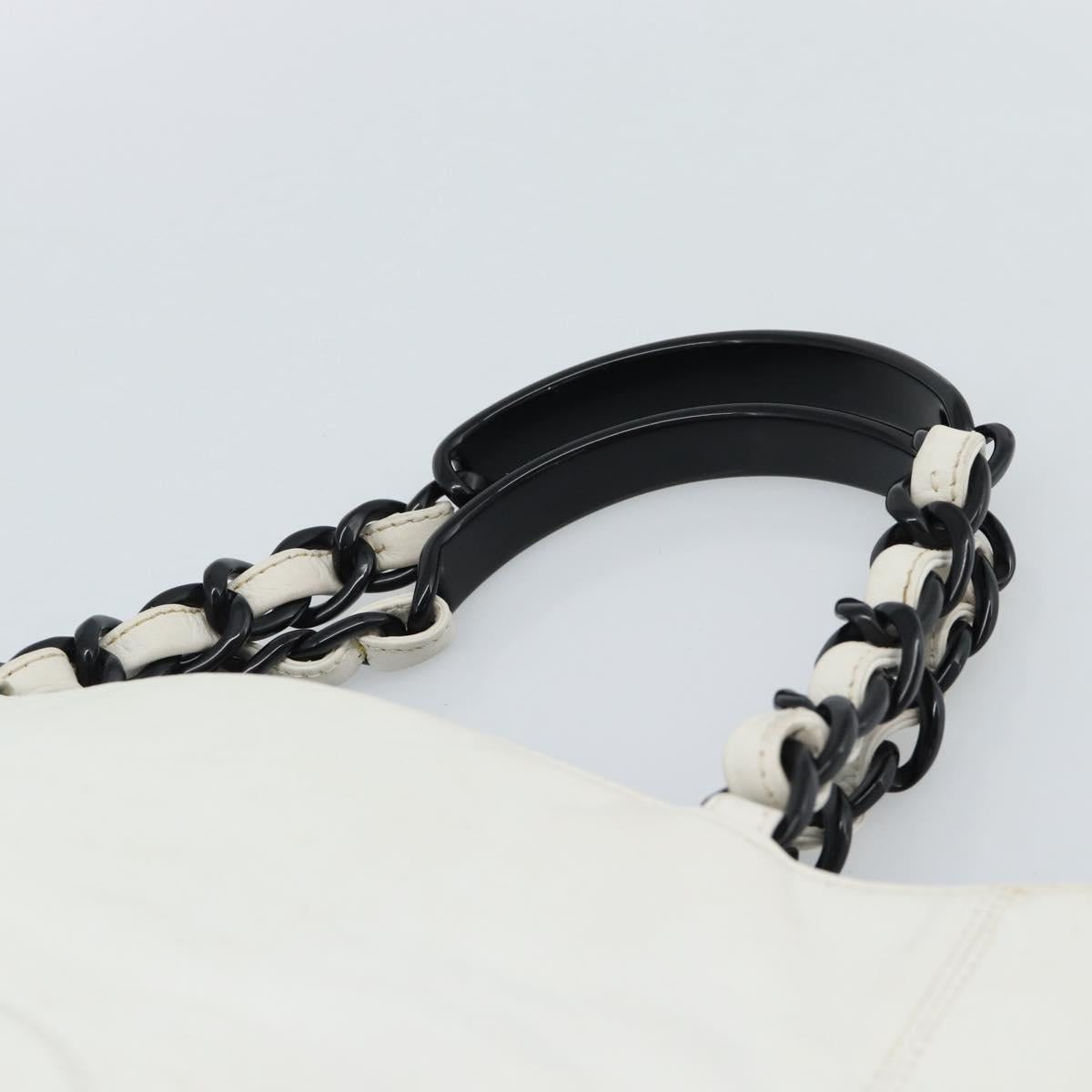 CHANEL Chain Tote Bag Lamb Skin White CC Auth 128237 - Jerrillo image 8