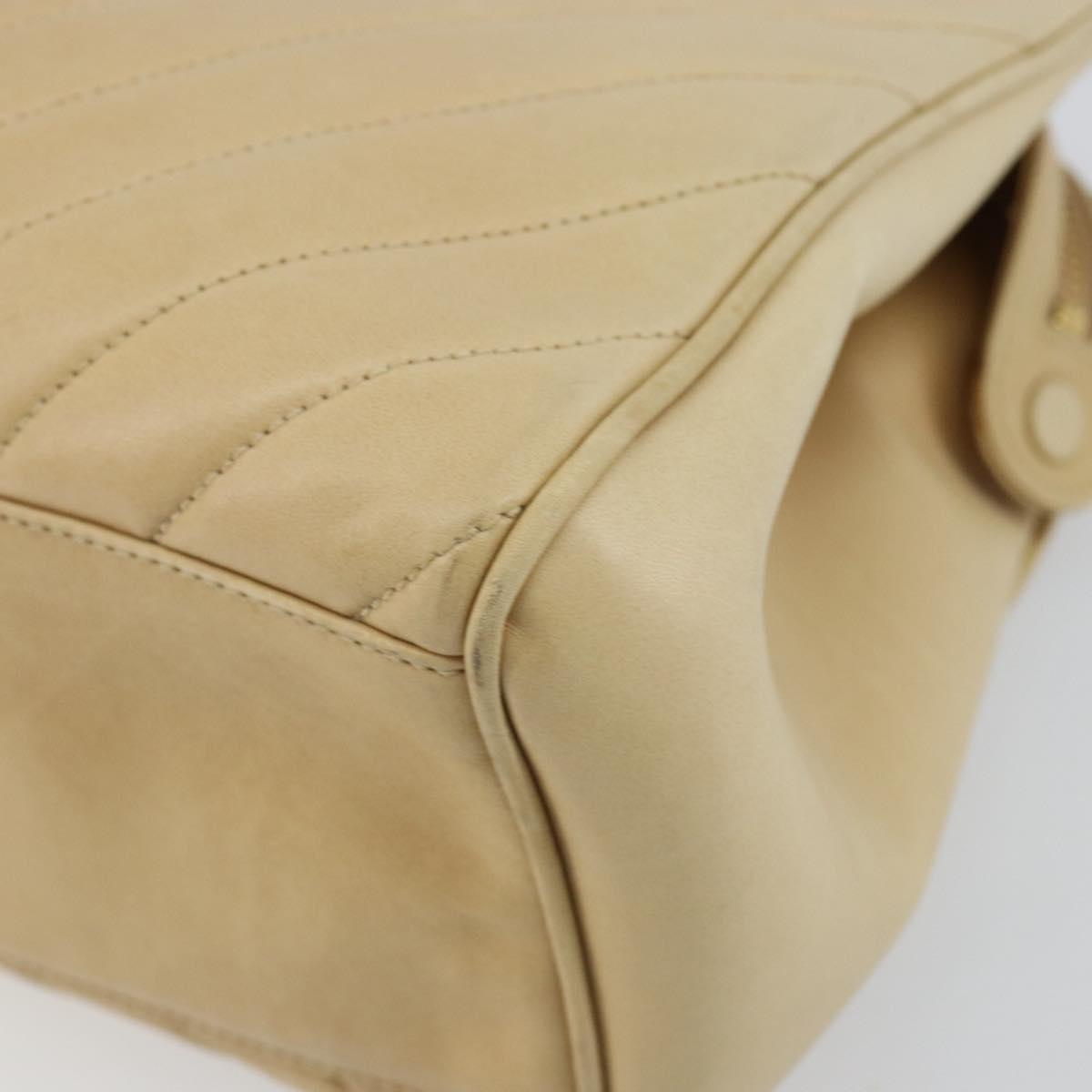 CHANEL V Stitch Hand Bag Lamb Skin Beige Gold CC Auth 128926 - Jerrillo image 10