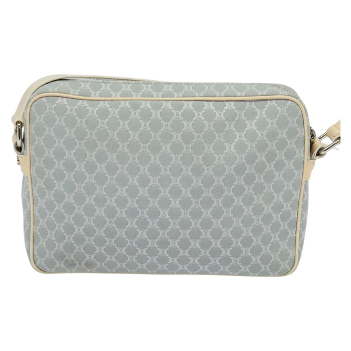 CELINE Macadam Canvas Shoulder Bag Light Blue Silver Auth 138328 - Jerrillo image 2