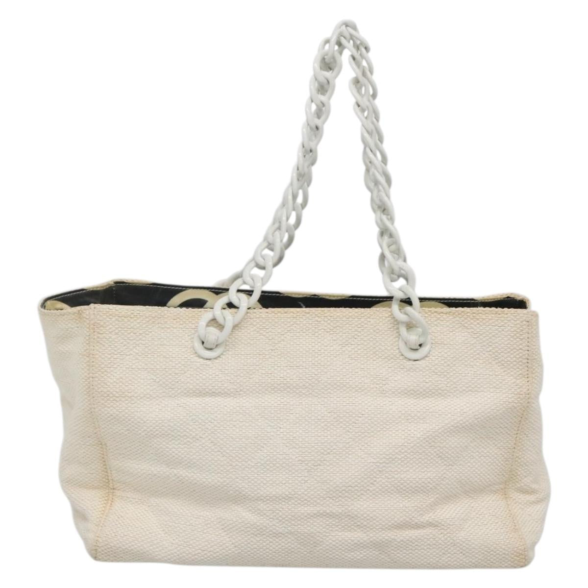 CHANEL Matelasse Chain Shoulder Bag Straw White Gold CC Auth 142166 - Jerrillo image 2